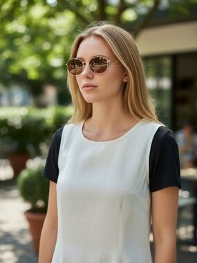 Universal Thread Round Gold Frame Sunglasses with Brown Lenses
